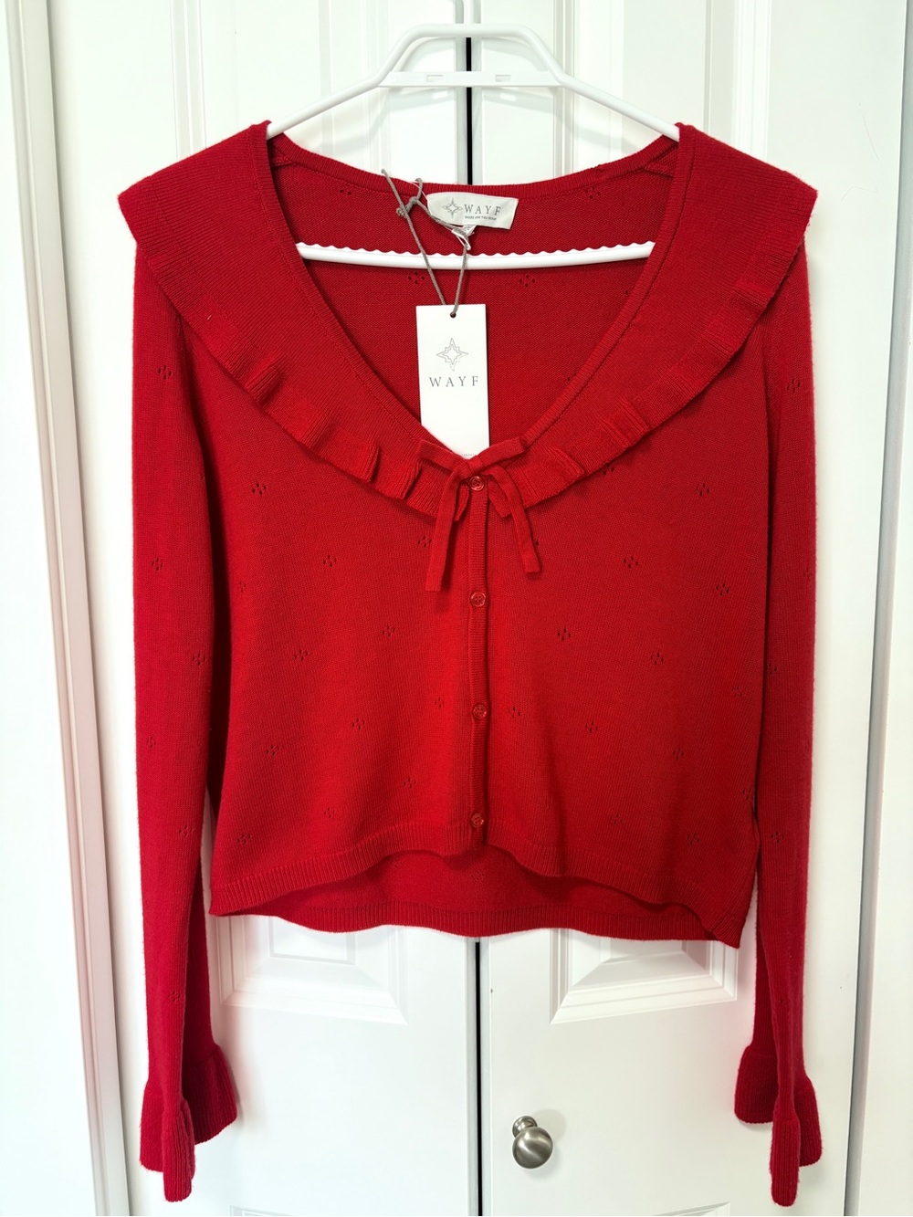 WAYF Red Knit Cardigan